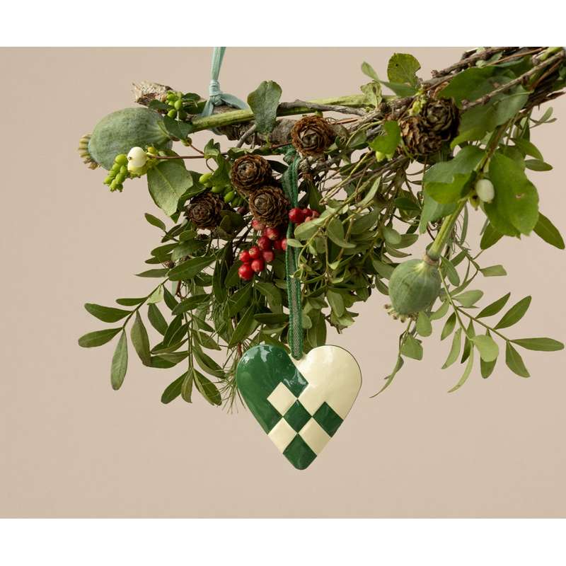 Maileg Juleornament - Metal - Hjerte - Lille - Mørk Grøn