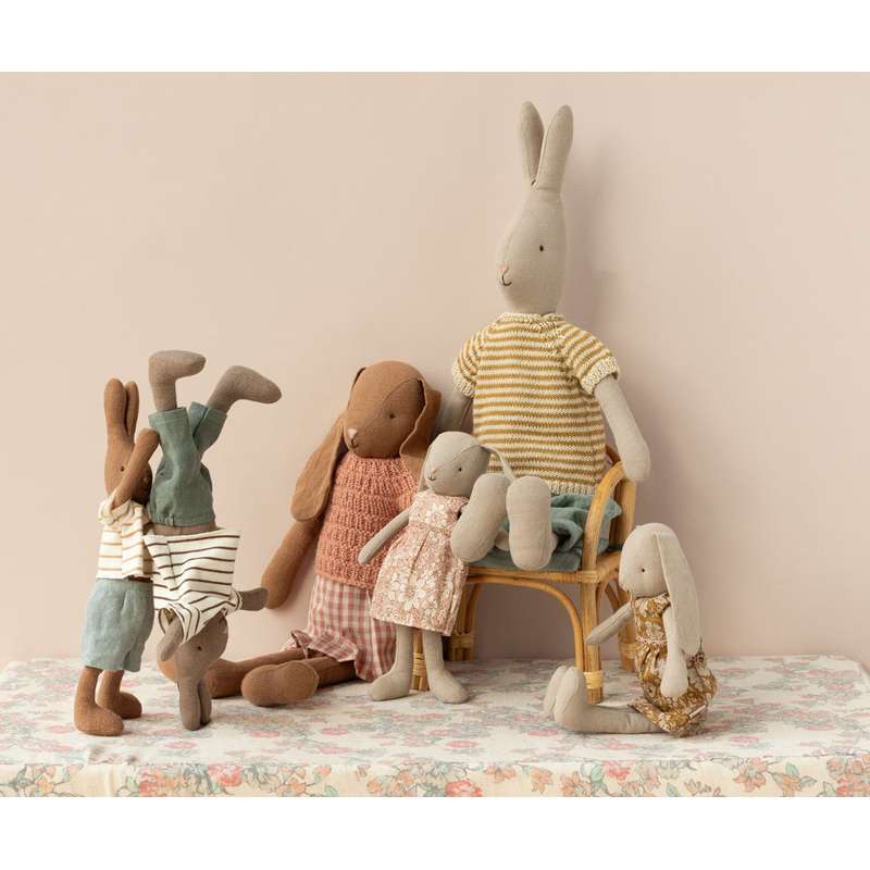 Maileg Kanin - Str. 2 - Brun - Stribet Bluse og Bukser