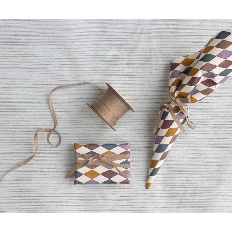 Maileg Gavebånd - Rosa/Guld - 25 meter/0.6 cm.