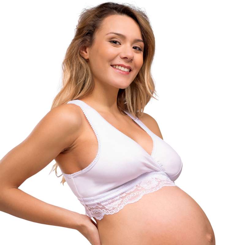 Carriwell New Mum Økologisk crossover Amme-bh - Blonder - hvid