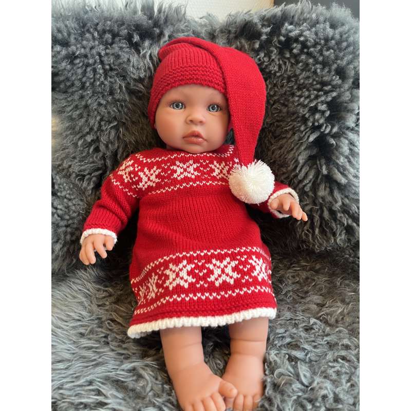 Memories by Así Dukketøj - 43-46 cm. - Julesæt - Kjole & Nissehue