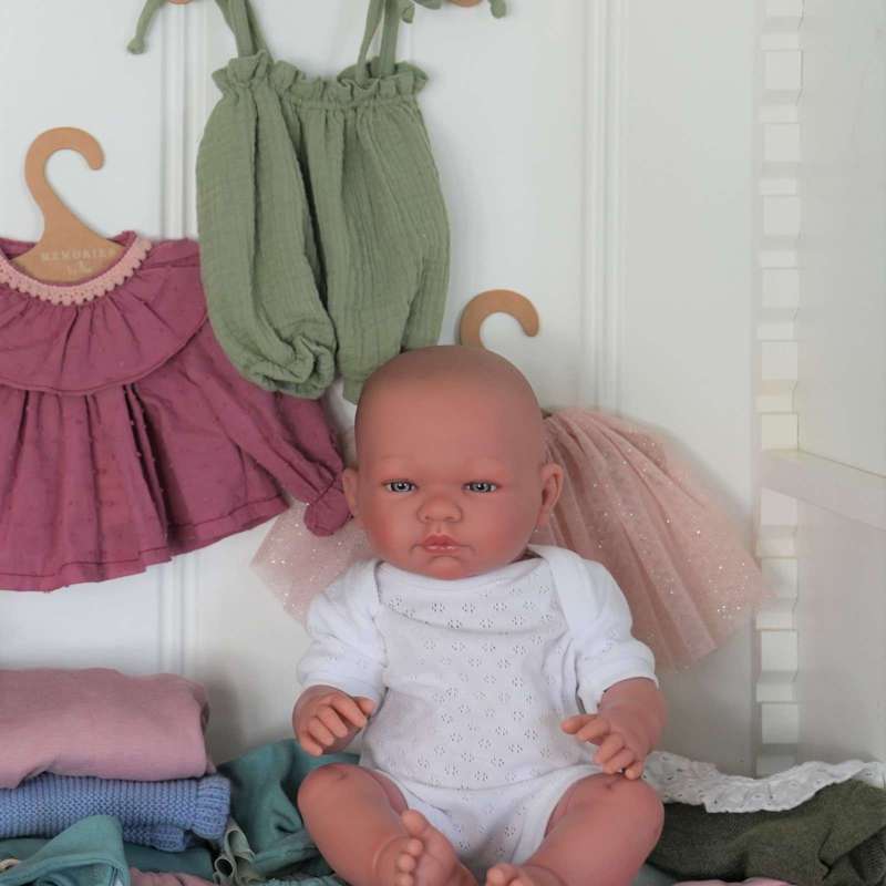 Memories by Así Dukketøj - 43-46 cm. - Striktrøje - Mørkegrøn