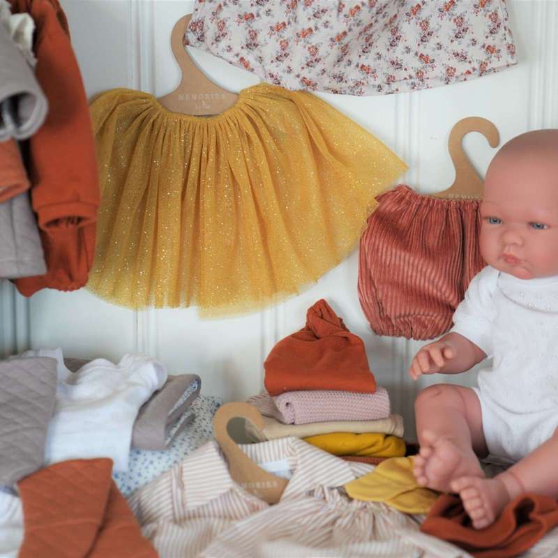 Memories by Así Dukketøj - 43-46 cm. - Bomuldsbukser - Okker