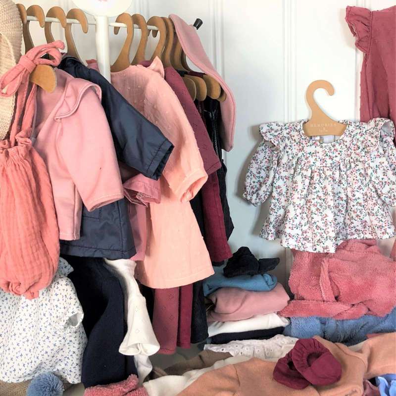 Memories by Así Dukketøj - 43-46 cm. - Smækbukser - Vinrød