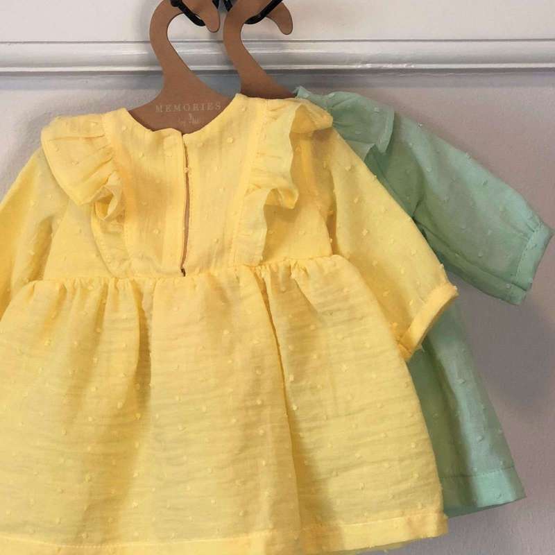 Memories by Así Dukketøj - 43-46 cm. - Langærmet Kjole - Mint