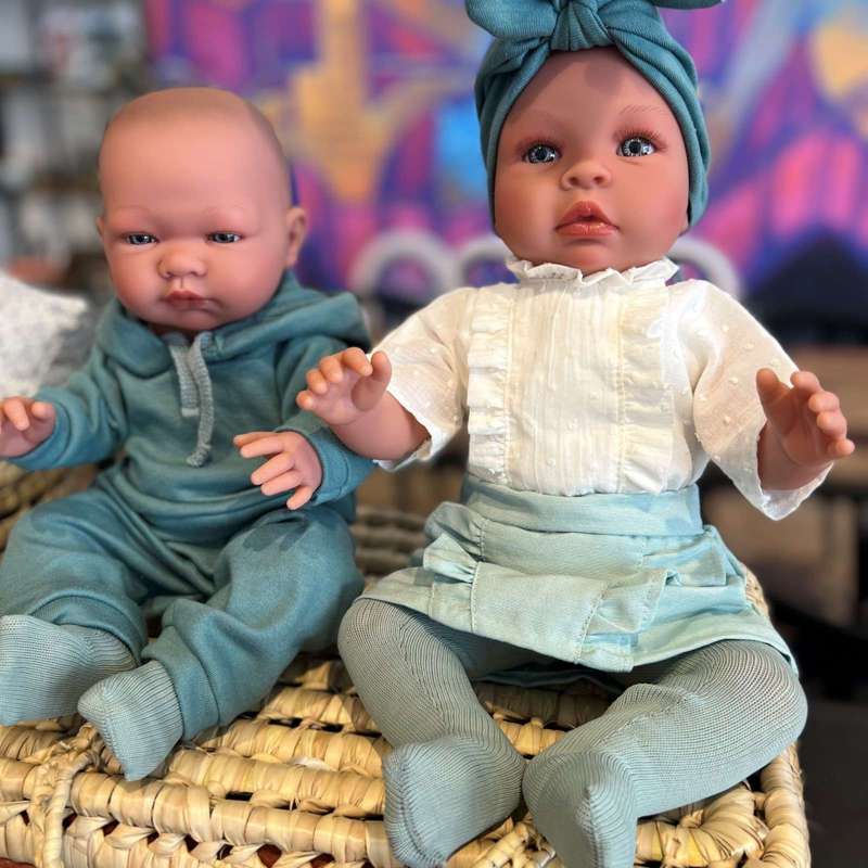 Memories by Así Dukketøj - 43-46 cm. - Strømpebukser - Antikgrøn