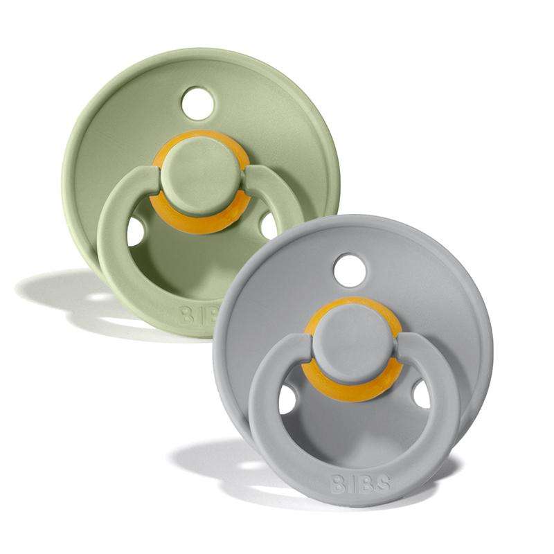 BIBS Rund Colour Sut - 2-Pak - Str. 1 - Naturgummi - Sage/Cloud