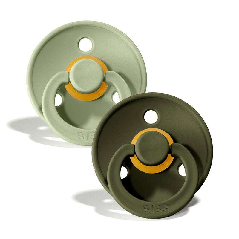 BIBS Rund Colour Sut - 2-Pak - Str. 1 - Naturgummi - Sage/Hunter Green