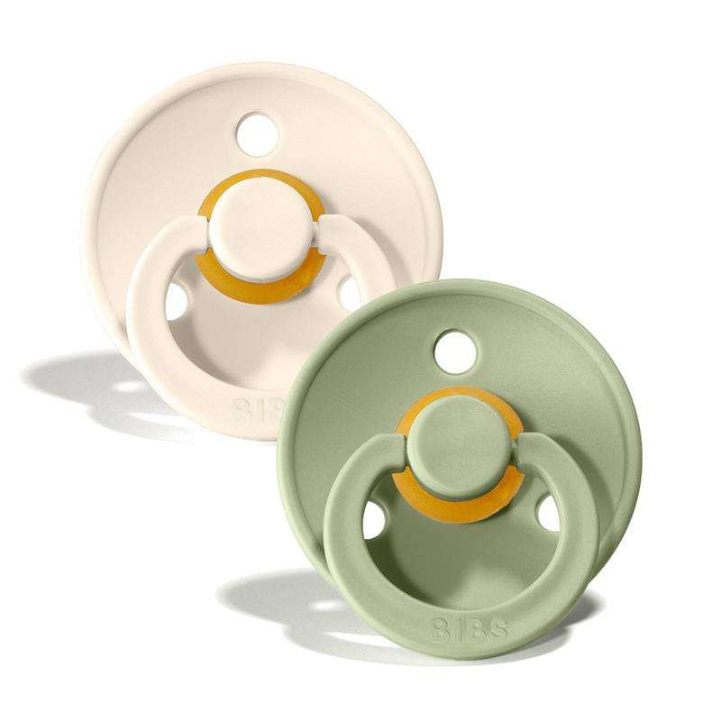 BIBS Rund Colour Sut - 2-Pak - Str. 1 - Naturgummi - Ivory/Sage