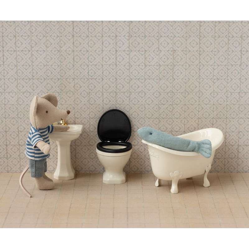 Maileg WC - Mus - Råhvid