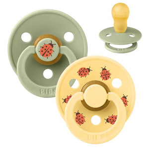 BIBS Rund Colour Sut - 2-Pak - Str. 3 - Naturgummi - Studio - Ladybug - Sage Mix