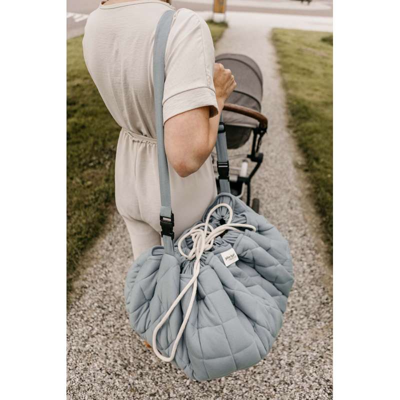 Play & Go Soft Organic - 2-i-1 Opbevaringstæppe/Legetæppe - Dusty Blue