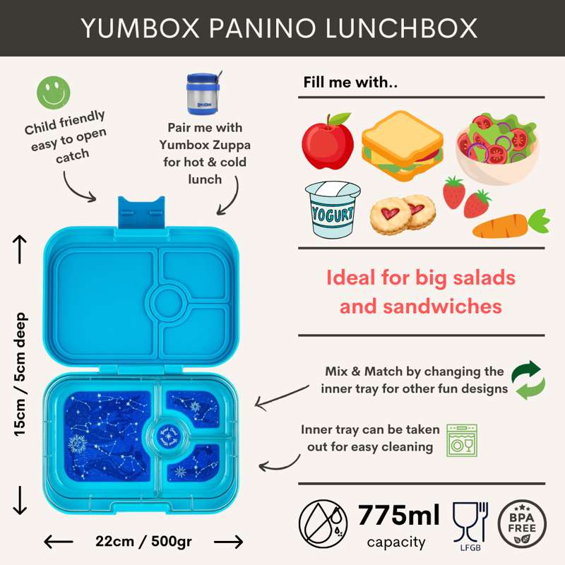 Yumbox Madkasse - Panino - 4 rum - Tropical Aqua/Panther