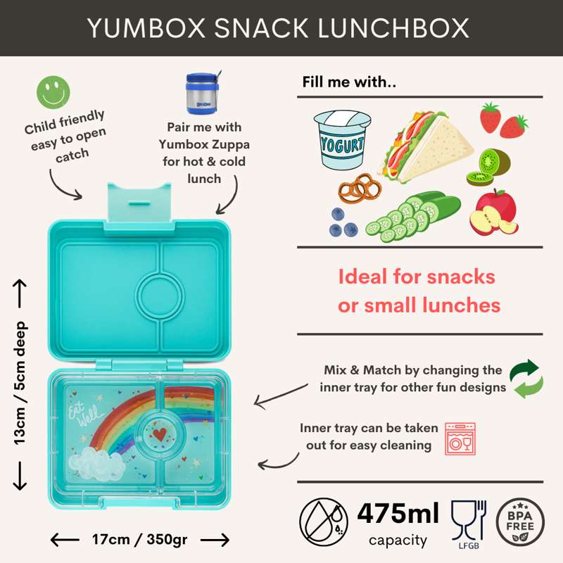 Yumbox Madkasse - Minisnack - 3 rum - Surf Blue/Rocket