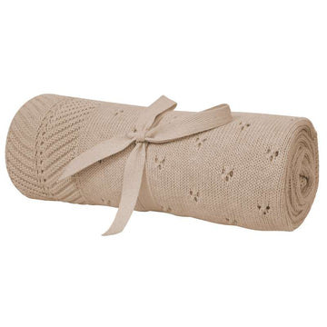 Oh'Naturel Strikket Babytæppe - Økologisk Bomuld - 80x100 cm. - Sand