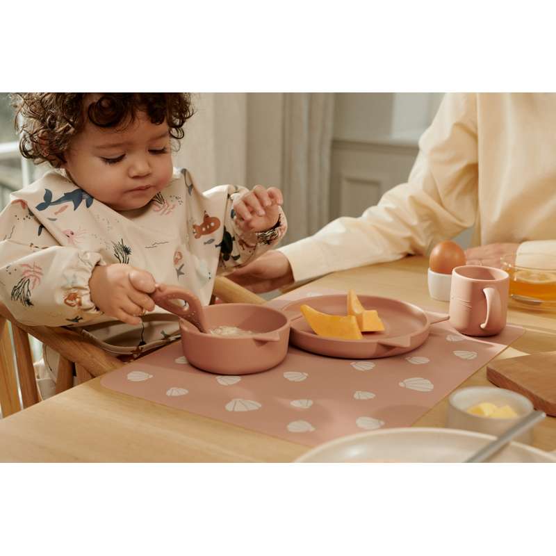 Liewood Vivi Baby Spisesæt - 4 dele - Silikone - Cat/Dark Rose