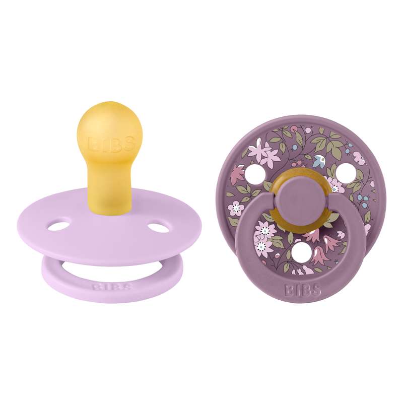 BIBS Rund Colour Sut - 2-Pak - Str. 1 - Naturgummi - Liberty - Chamomille Lawn/Violet Sky Mix