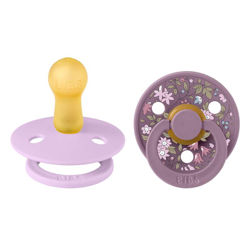 BIBS Rund Colour Sut - 2-Pak - Str. 2 - Naturgummi - Liberty - Chamomille Lawn/Violet Sky Mix