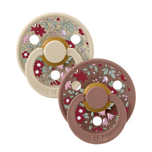 BIBS Rund Colour Sut - 2-Pak - Str. 2 - Naturgummi - Liberty - Chamomille Lawn/Woodchuck Mix