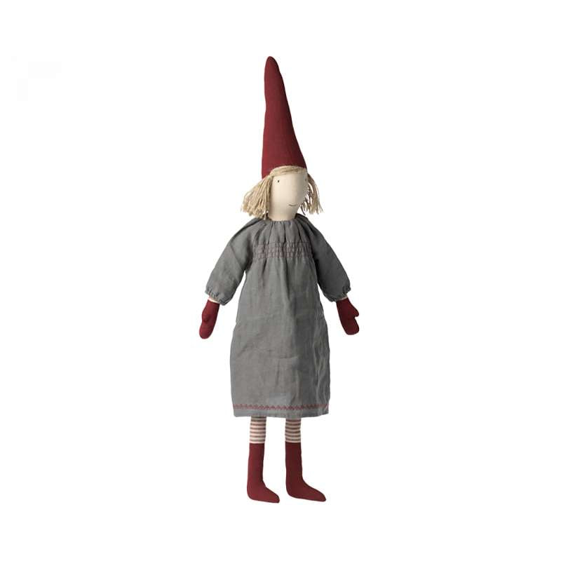 Maileg Pixy Julenisse - Small - Pige m. Grå Kjole (83 cm.)