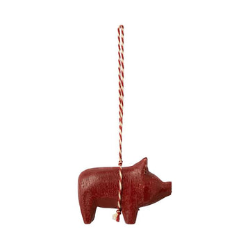 Maileg Juleornament - Træ - Gris - Rød