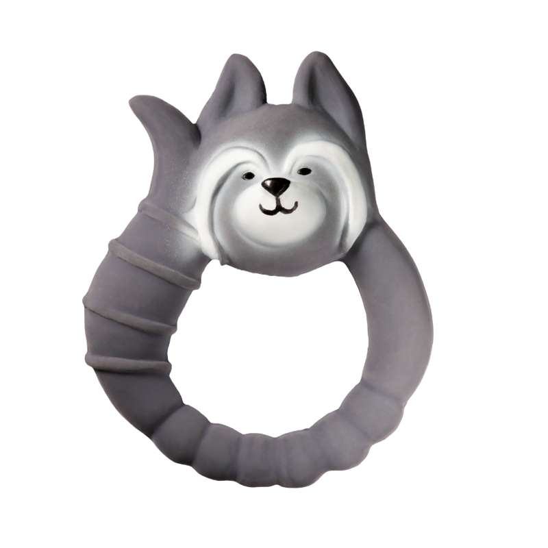 Natruba Bidering i Naturgummi - Vaskebjørn - Grå