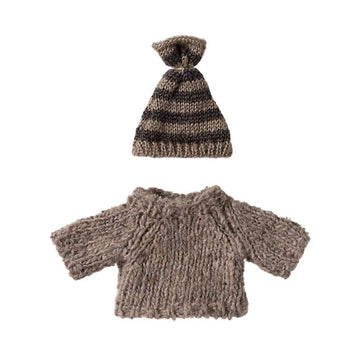 Maileg Strikket Sweater og Hue - Mus - Storebror