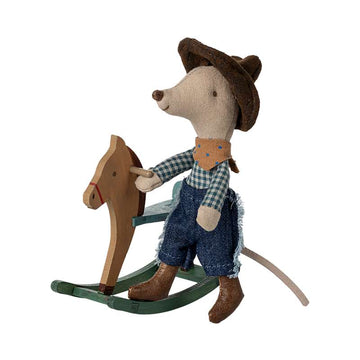 Maileg Cowboymus På Gyngehest - Lillebror