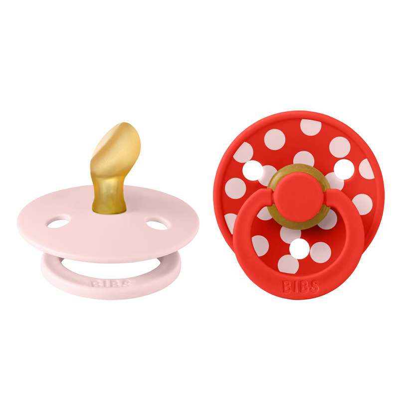 BIBS Anatomisk Colour Sut - 2-Pak - Str. 1 - Naturgummi - Polka Studio - Blossom/Candy Apple