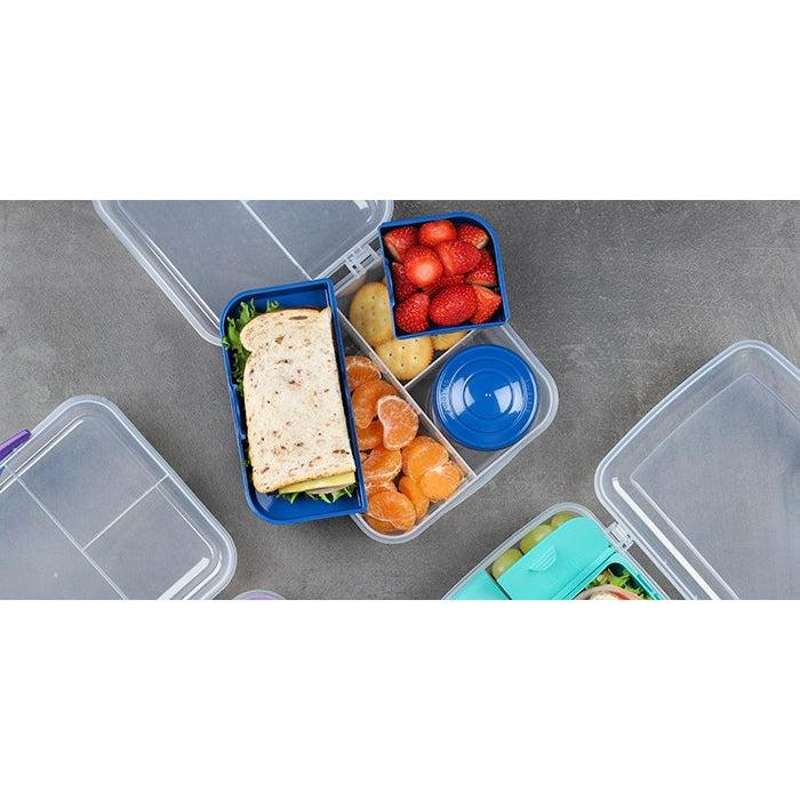 Sistema Bento Madkasse - Ruminddelt med Bæger - 1,25L - Klar/Ocean Blue