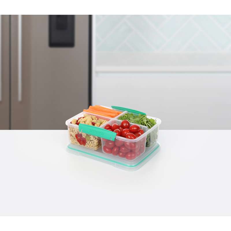 Sistema Madopbevaring - Klip It - Quad Split - 1.74L - Klar/Minty Teal