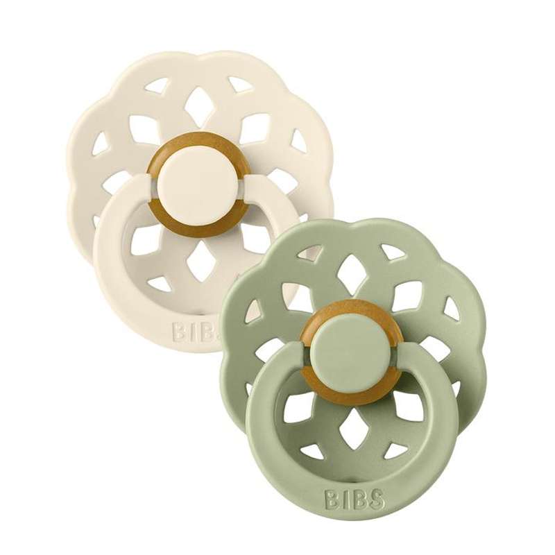 BIBS Boheme Sut - 2-Pak - Str. 2 - Naturgummi - Ivory/Sage