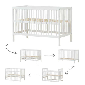 Hoppekids IDA-MARIE - Babyseng m. Justérbar Højde og Sidepanel - Hvid