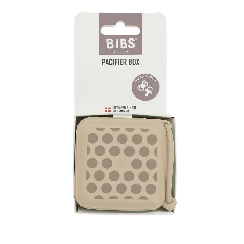 BIBS Accessories - Pacifier Box - Sutteboks - Mega Polka Studio - Vanilla/Dark Oak