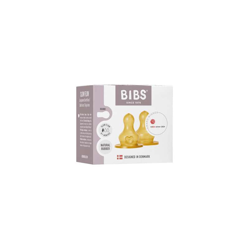 BIBS Bottle - Tilbehør - Suttehoved - Latex/Rund - 2-Pak - Slow Flow