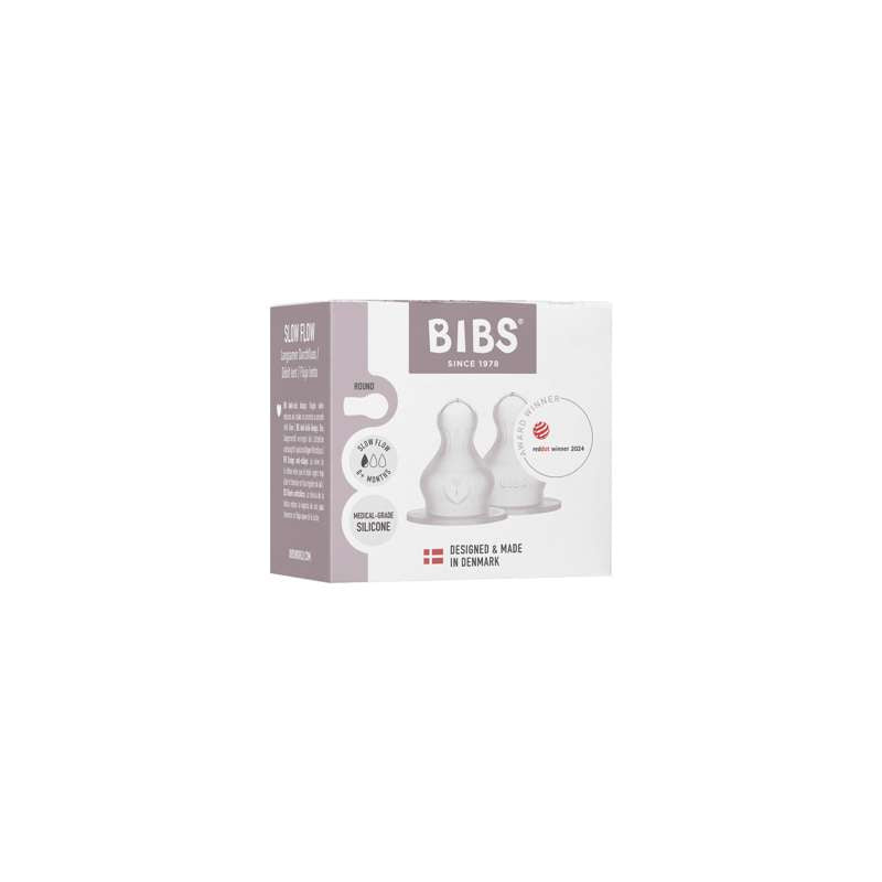 BIBS Bottle - Tilbehør - Suttehoved - Silikone/Rund - 2-Pak - Slow Flow
