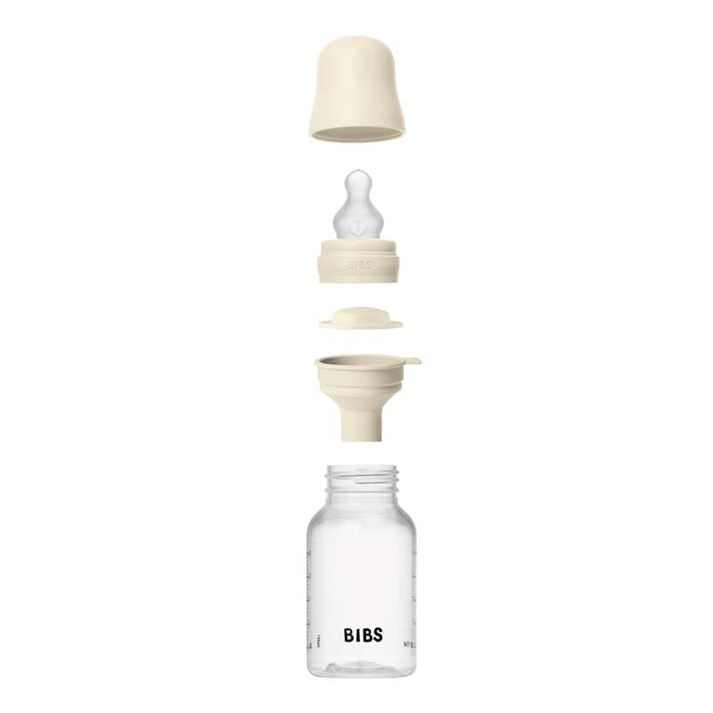 BIBS Bottle - Sutteflaskesæt - Plastik - Silikone/Slow Flow/Rund - 150 ml. - Ivory