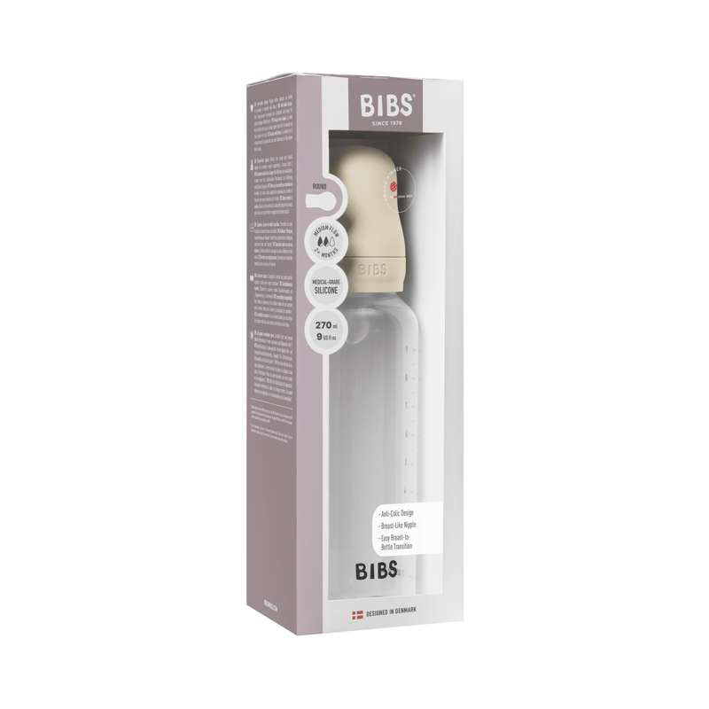 BIBS Bottle - Sutteflaskesæt - Plastik - Silikone/Medium Flow/Rund - 270 ml. - Ivory