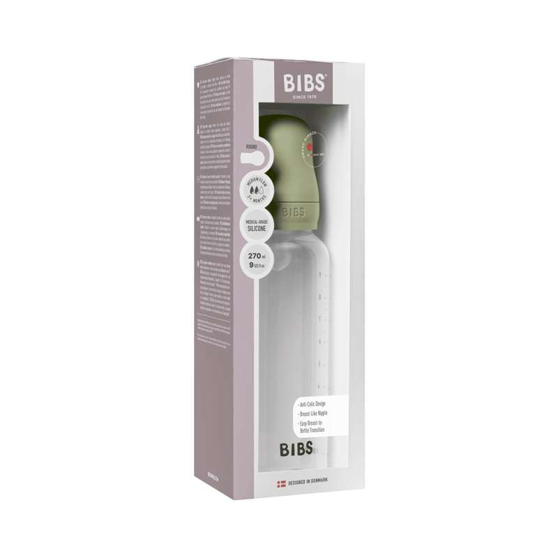 BIBS Bottle - Sutteflaskesæt - Plastik - Silikone/Medium Flow/Rund - 270 ml. - Sage