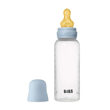 BIBS Bottle - Sutteflaskesæt - Plastik - Latex/Medium Flow/Rund - 270 ml. - Baby Blue