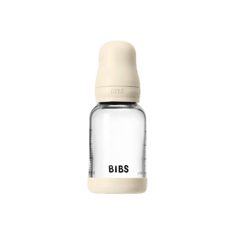 BIBS Bottle - Sutteflaskesæt - Glas - Latex/Slow Flow/Rund - 120 ml. - Ivory