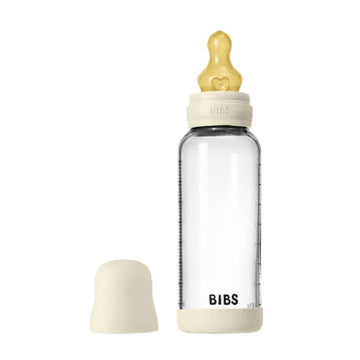 BIBS Bottle - Sutteflaskesæt - Glas - Latex/Medium Flow/Rund - 240 ml. - Ivory
