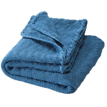 Disana Strikket Babytæppe - Merinould - 80x100 cm. - Dove Blue