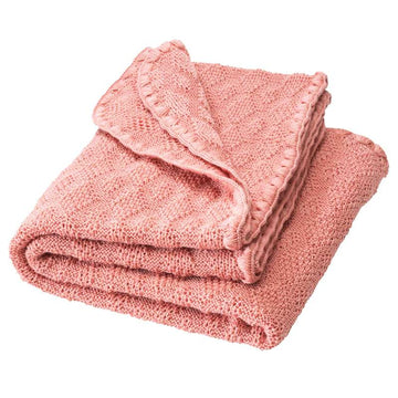 Disana Strikket Babytæppe - Merinould - 80x100 cm. - Soft Pink