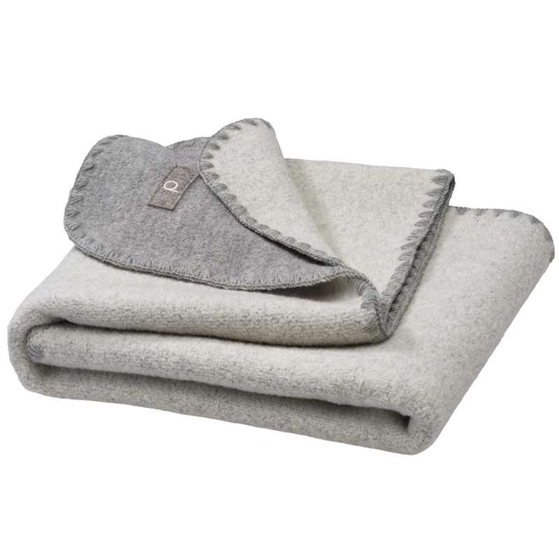 Disana Dobbeltsidet Babytæppe - Merinould - 80x100 cm. - Grey/Natural