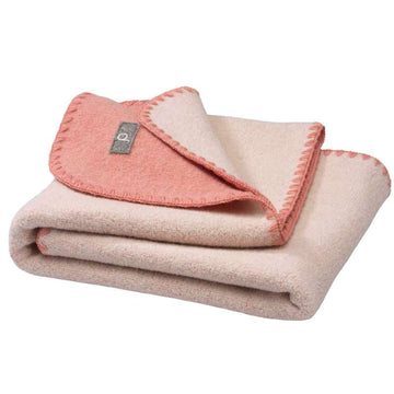 Disana Dobbeltsidet Babytæppe - Merinould - 80x100 cm. - Soft Pink/Natural