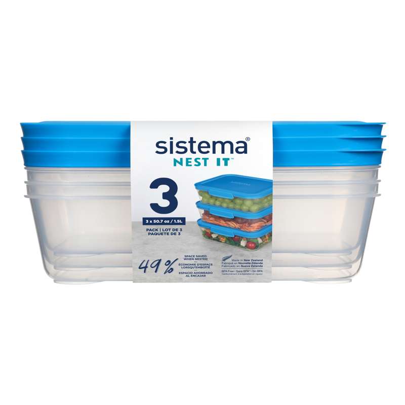 Sistema Madopbevaring - Nest It - 3-Pak - 1.5L - Blå