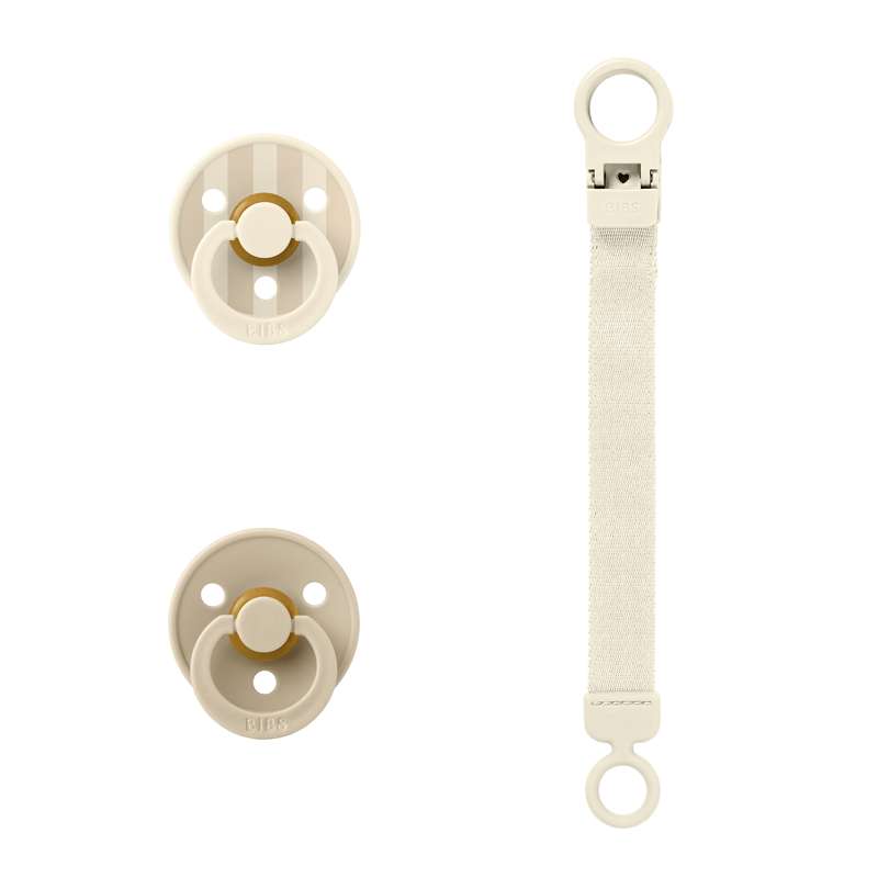 BIBS Rund Colour Sut - 2-Pak - Str. 1 - Naturgummi - m. Suttesnor - Ivory