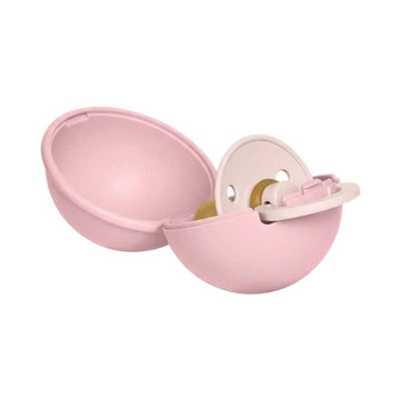 BIBS Rund Colour Sut - Str. 2 - Naturgummi - m. Pacifier Case Mini - Petal/Baby Pink