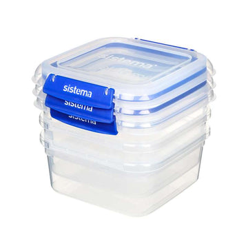 Sistema Madopbevaring - Klip It Plus - Square - 3-Pak - 1.15L - Blå